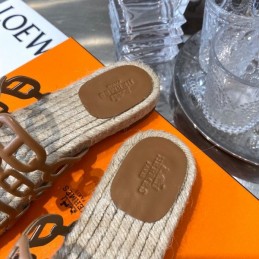 Replica Hermes Beige Woven Chain Sandal