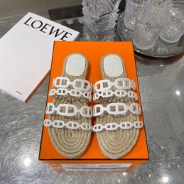 Replica Hermes White Woven Chain Sandal