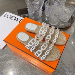 Replica Hermes White Woven Chain Sandal