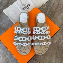 Replica Hermes White Woven Chain Sandal