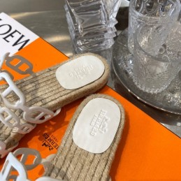 Replica Hermes White Woven Chain Sandal