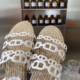 Replica Hermes White Woven Chain Sandal
