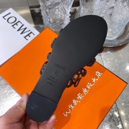 Replica Hermes Black Woven Chain Sandal