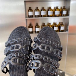 Replica Hermes Black Woven Chain Sandal