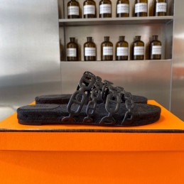 Replica Hermes Black Woven Chain Sandal