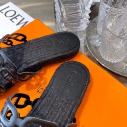 Replica Hermes Black Woven Chain Sandal