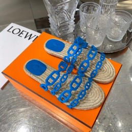 Replica Hermes Blue Woven Chain Sandal
