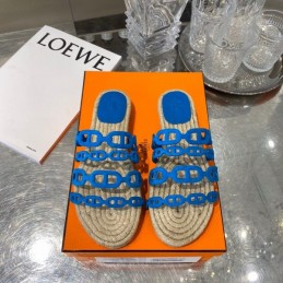 Replica Hermes Blue Woven Chain Sandal
