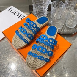 Replica Hermes Blue Woven Chain Sandal