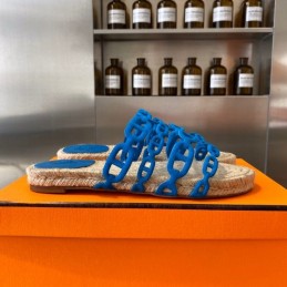 Replica Hermes Blue Woven Chain Sandal