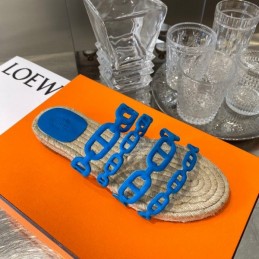 Replica Hermes Blue Woven Chain Sandal