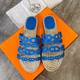 Replica Hermes Blue Woven Chain Sandal