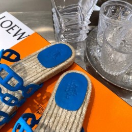 Replica Hermes Blue Woven Chain Sandal