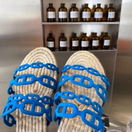 Replica Hermes Blue Woven Chain Sandal