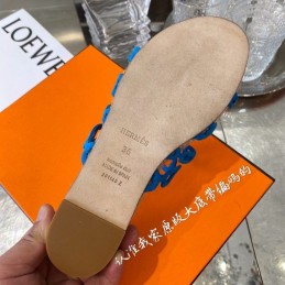Replica Hermes Blue Woven Chain Sandal