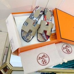 Replica Hermes Beige Floral H Slide Sandal