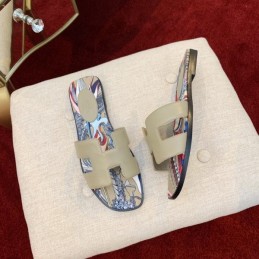 Replica Hermes Beige Floral H Slide Sandal