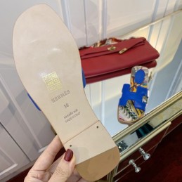 Replica Hermes Blue Floral H Slide Sandal