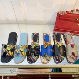Replica Hermes Light Blue Floral H Slide Sandal