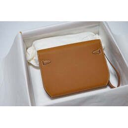Replica Hermes Tan Kelly Depeches 25 Pouch Gold Hardware