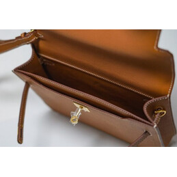 Replica Hermes Tan Kelly Depeches 25 Pouch Gold Hardware