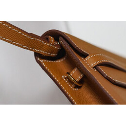 Replica Hermes Tan Kelly Depeches 25 Pouch Gold Hardware