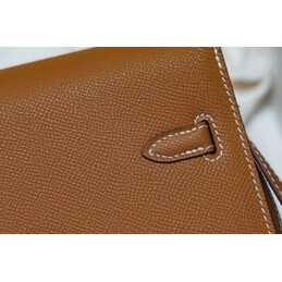 Replica Hermes Tan Kelly Depeches 25 Pouch Gold Hardware