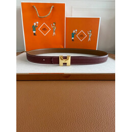 Hermes replica Burgundy H Buckle Leather Belt