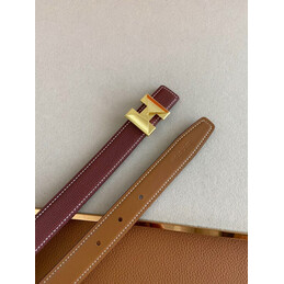 Hermes replica Burgundy H Buckle Leather Belt