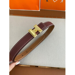 Hermes replica Burgundy H Buckle Leather Belt