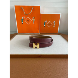 Hermes replica Burgundy H Buckle Leather Belt