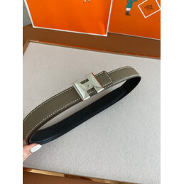 Hermes replica Dark Brown H Buckle Leather Belt