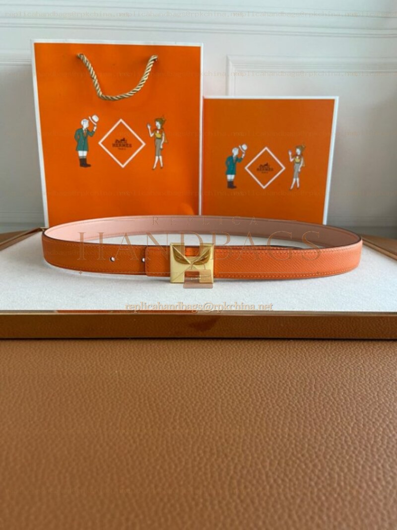 Hermes replica Orange H Buckle Leather Belt