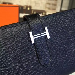 Replica Hermes Black Bearn Wallet Silver H Hardware