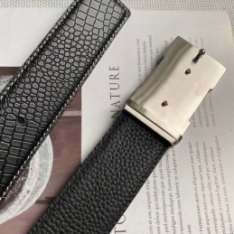 Hermes replica Black Crocodile H Buckle Black And Silver Tone Hardware Leather Belt