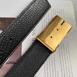 Hermes replica Black Crocodile Gold Trim H Buckle Leather Belt