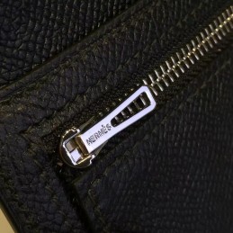 Replica Hermes Black Bearn Wallet Silver H Hardware