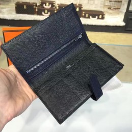 Replica Hermes Black Bearn Wallet Silver H Hardware