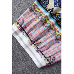 Replica Hermes Blue Pink Scarf Print Shirt