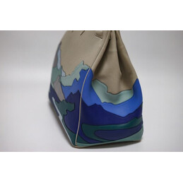 Replica Hermes Gray Blue Landscape Print HAC Haut a Courroies 50 Bag