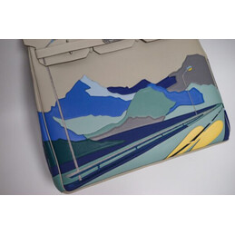 Replica Hermes Gray Blue Landscape Print HAC Haut a Courroies 50 Bag