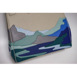 Replica Hermes Gray Blue Landscape Print HAC Haut a Courroies 50 Bag