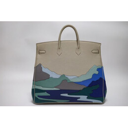 Replica Hermes Gray Blue Landscape Print HAC Haut a Courroies 50 Bag