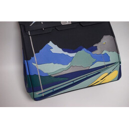 Replica Hermes Black Blue Landscape Print HAC Haut a Courroies 50 Bag