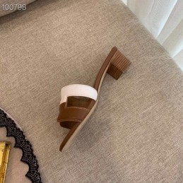 Replica Hermes Brown White H Heel Sandal