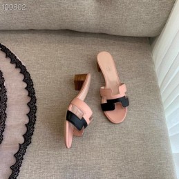 Replica Hermes Pink Black H Heel Sandal