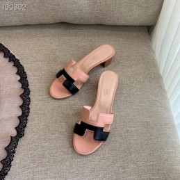Replica Hermes Pink Black H Heel Sandal