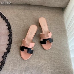 Replica Hermes Pink Black H Heel Sandal