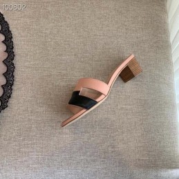 Replica Hermes Pink Black H Heel Sandal