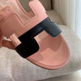 Replica Hermes Pink Black H Heel Sandal